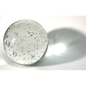 Clear Glass Paperweight With Bubbles Design - Round Shape - 3.75 Inches Diameter